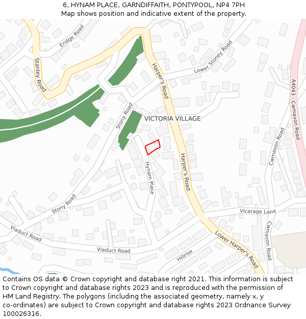 6, HYNAM PLACE, GARNDIFFAITH, PONTYPOOL, NP4 7PH: Location map and indicative extent of plot