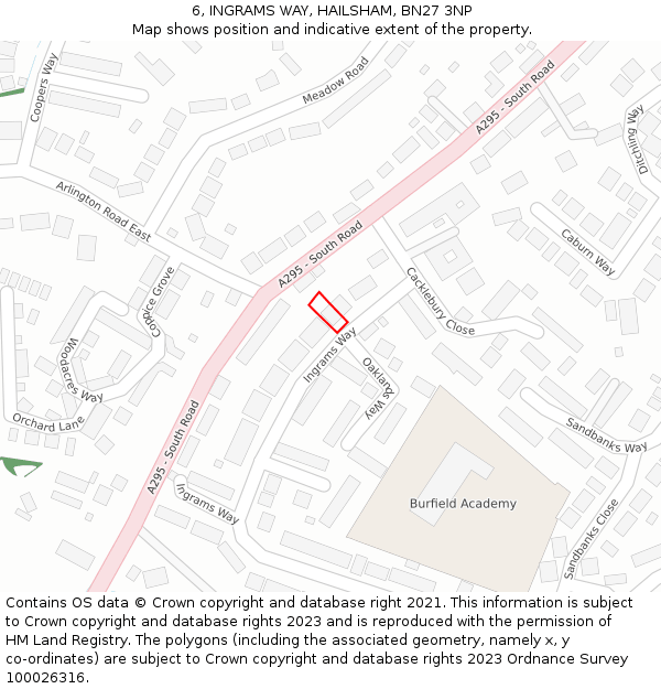 6, INGRAMS WAY, HAILSHAM, BN27 3NP: Location map and indicative extent of plot