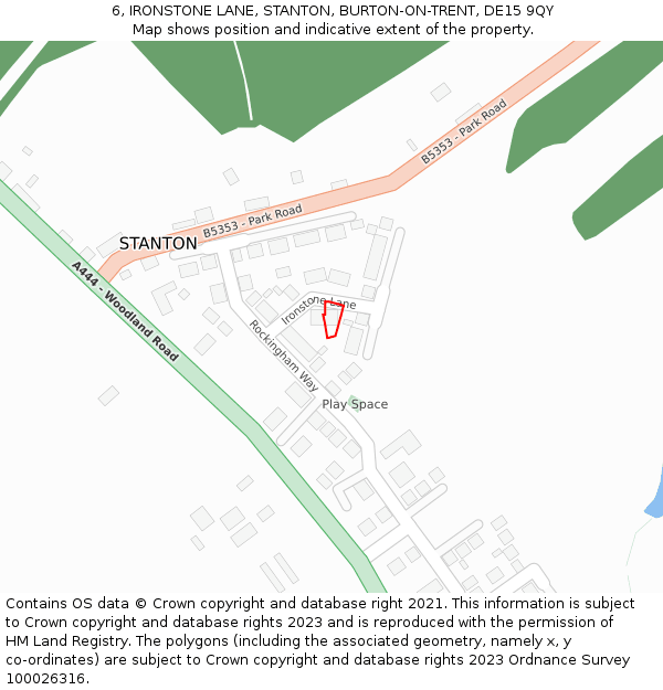 6, IRONSTONE LANE, STANTON, BURTON-ON-TRENT, DE15 9QY: Location map and indicative extent of plot
