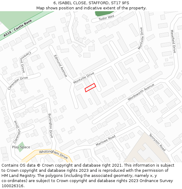 6, ISABEL CLOSE, STAFFORD, ST17 9FS: Location map and indicative extent of plot