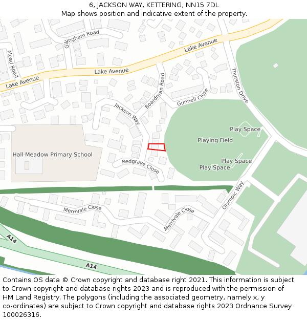 6, JACKSON WAY, KETTERING, NN15 7DL: Location map and indicative extent of plot