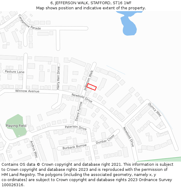 6, JEFFERSON WALK, STAFFORD, ST16 1WF: Location map and indicative extent of plot