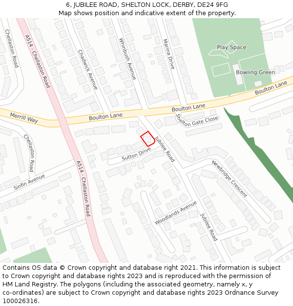 6, JUBILEE ROAD, SHELTON LOCK, DERBY, DE24 9FG: Location map and indicative extent of plot