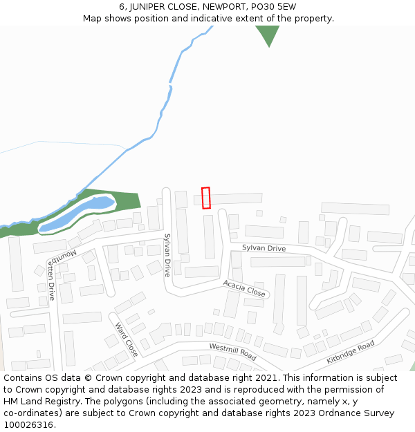 6, JUNIPER CLOSE, NEWPORT, PO30 5EW: Location map and indicative extent of plot