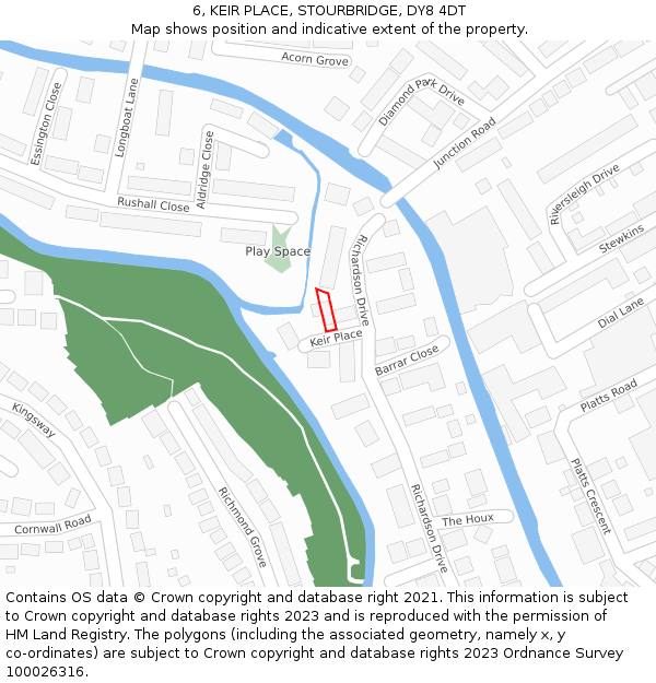 6, KEIR PLACE, STOURBRIDGE, DY8 4DT: Location map and indicative extent of plot