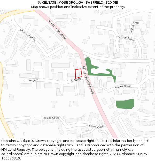 6, KELGATE, MOSBOROUGH, SHEFFIELD, S20 5EJ: Location map and indicative extent of plot