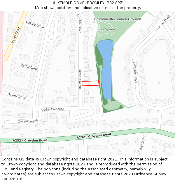 6, KEMBLE DRIVE, BROMLEY, BR2 8PZ: Location map and indicative extent of plot