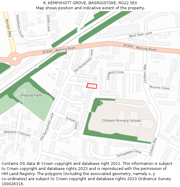 6, KEMPSHOTT GROVE, BASINGSTOKE, RG22 5EX: Location map and indicative extent of plot