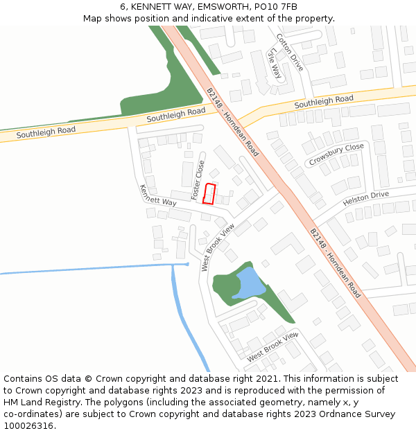 6, KENNETT WAY, EMSWORTH, PO10 7FB: Location map and indicative extent of plot