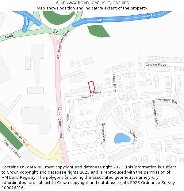 6, KENWAY ROAD, CARLISLE, CA3 0FS: Location map and indicative extent of plot