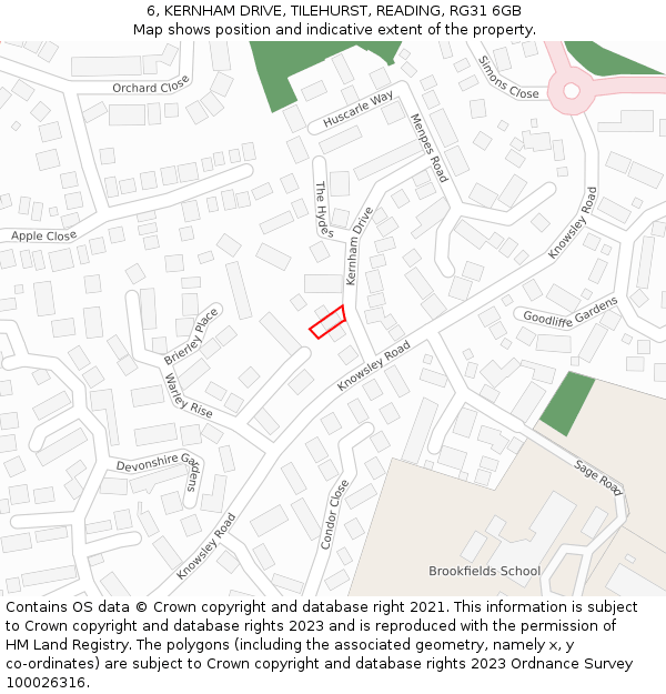 6, KERNHAM DRIVE, TILEHURST, READING, RG31 6GB: Location map and indicative extent of plot