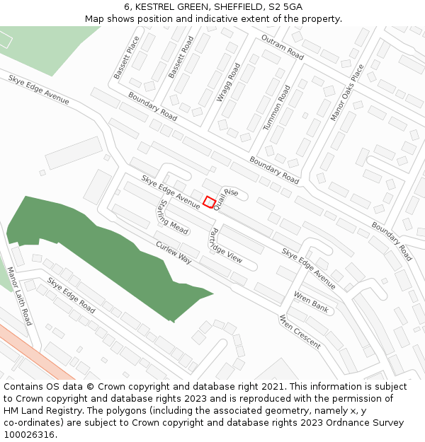 6, KESTREL GREEN, SHEFFIELD, S2 5GA: Location map and indicative extent of plot