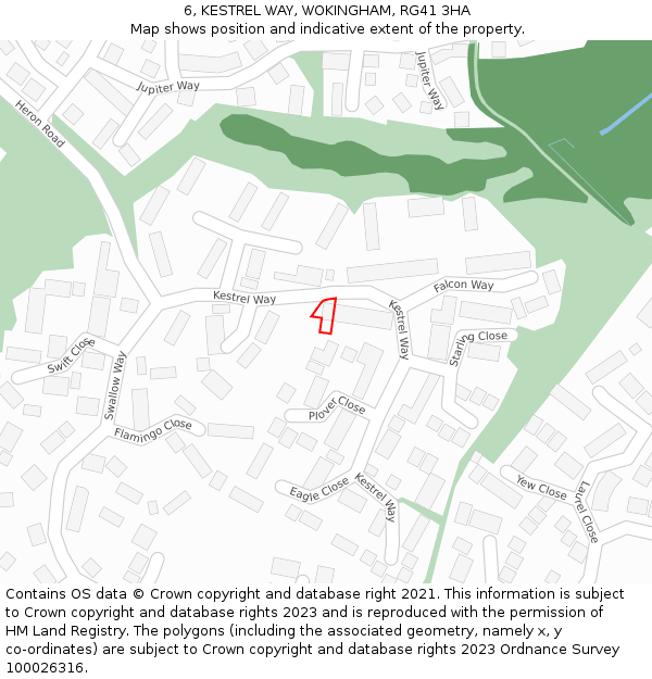 6, KESTREL WAY, WOKINGHAM, RG41 3HA: Location map and indicative extent of plot