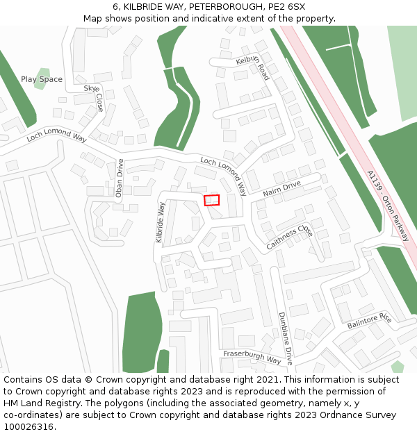 6, KILBRIDE WAY, PETERBOROUGH, PE2 6SX: Location map and indicative extent of plot