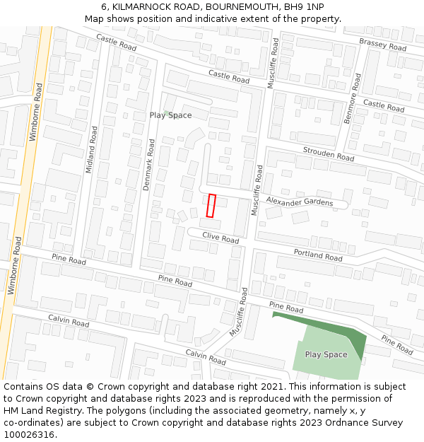 6, KILMARNOCK ROAD, BOURNEMOUTH, BH9 1NP: Location map and indicative extent of plot