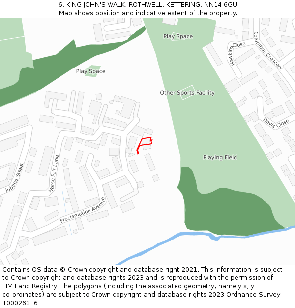 6, KING JOHN'S WALK, ROTHWELL, KETTERING, NN14 6GU: Location map and indicative extent of plot