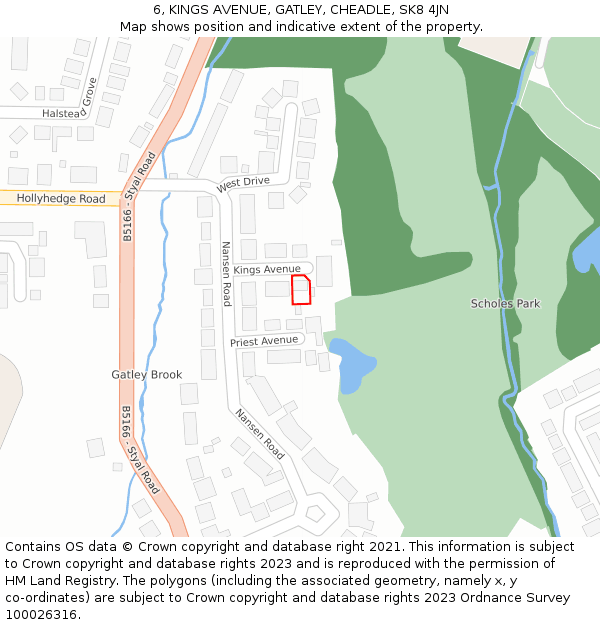 6, KINGS AVENUE, GATLEY, CHEADLE, SK8 4JN: Location map and indicative extent of plot