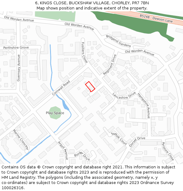 6, KINGS CLOSE, BUCKSHAW VILLAGE, CHORLEY, PR7 7BN: Location map and indicative extent of plot