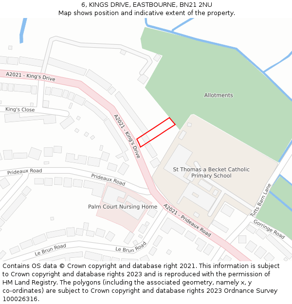6, KINGS DRIVE, EASTBOURNE, BN21 2NU: Location map and indicative extent of plot