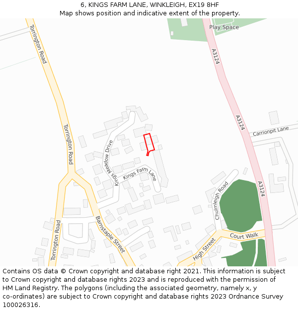 6, KINGS FARM LANE, WINKLEIGH, EX19 8HF: Location map and indicative extent of plot