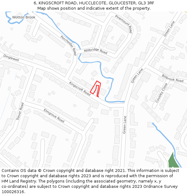 6, KINGSCROFT ROAD, HUCCLECOTE, GLOUCESTER, GL3 3RF: Location map and indicative extent of plot