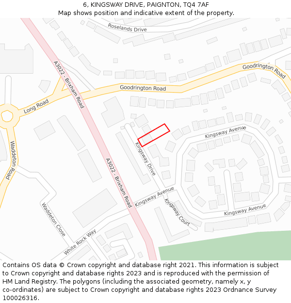 6, KINGSWAY DRIVE, PAIGNTON, TQ4 7AF: Location map and indicative extent of plot