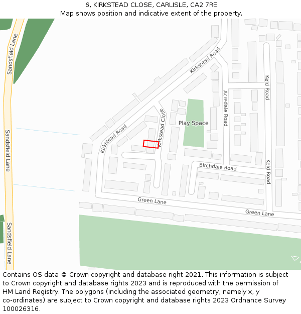 6, KIRKSTEAD CLOSE, CARLISLE, CA2 7RE: Location map and indicative extent of plot