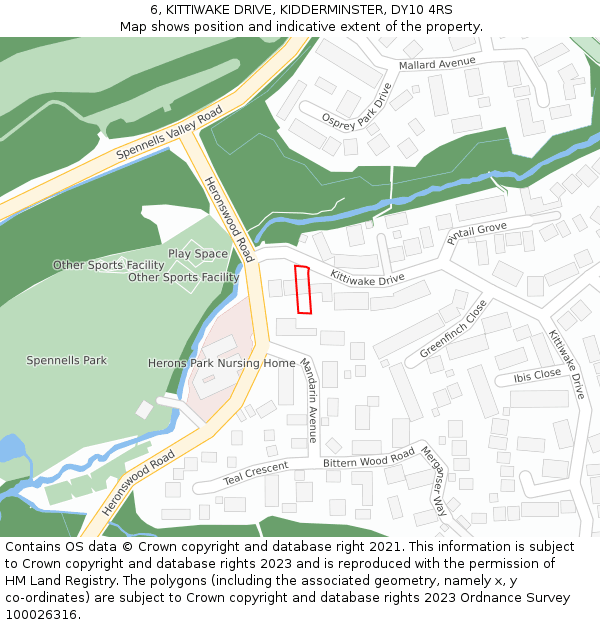 6, KITTIWAKE DRIVE, KIDDERMINSTER, DY10 4RS: Location map and indicative extent of plot