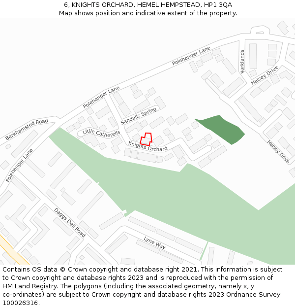 6, KNIGHTS ORCHARD, HEMEL HEMPSTEAD, HP1 3QA: Location map and indicative extent of plot