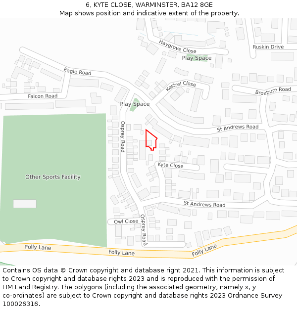 6, KYTE CLOSE, WARMINSTER, BA12 8GE: Location map and indicative extent of plot