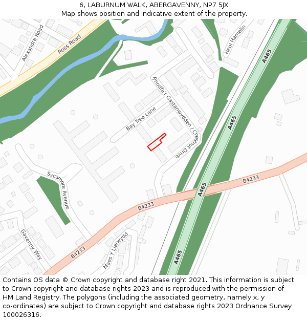 6, LABURNUM WALK, ABERGAVENNY, NP7 5JX: Location map and indicative extent of plot