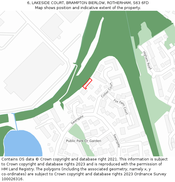 6, LAKESIDE COURT, BRAMPTON BIERLOW, ROTHERHAM, S63 6FD: Location map and indicative extent of plot
