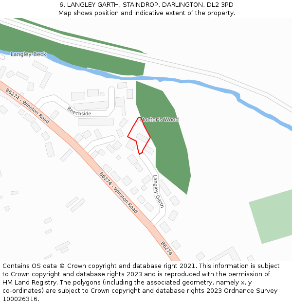 6, LANGLEY GARTH, STAINDROP, DARLINGTON, DL2 3PD: Location map and indicative extent of plot