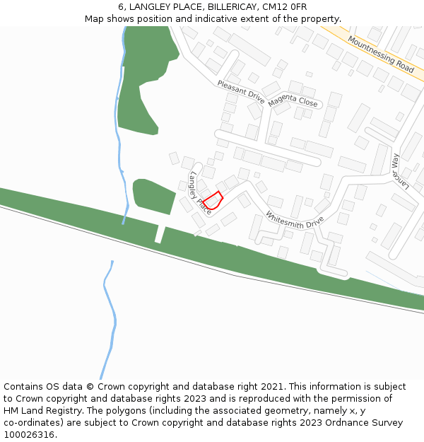 6, LANGLEY PLACE, BILLERICAY, CM12 0FR: Location map and indicative extent of plot