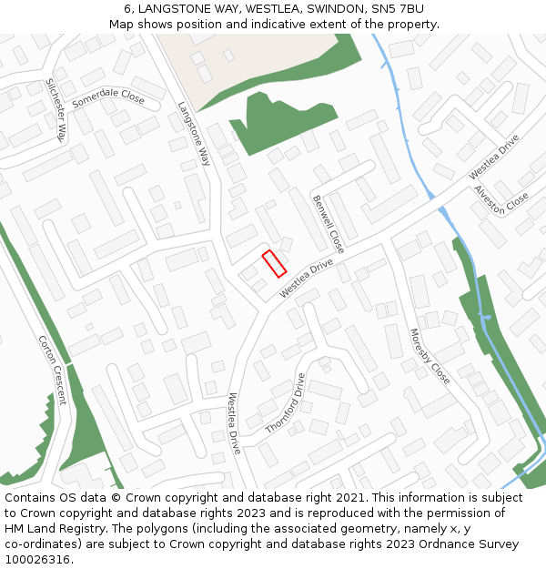 6, LANGSTONE WAY, WESTLEA, SWINDON, SN5 7BU: Location map and indicative extent of plot