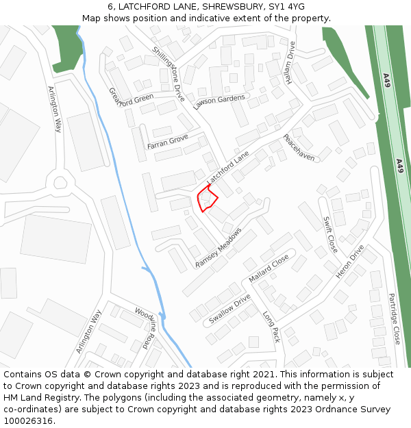 6, LATCHFORD LANE, SHREWSBURY, SY1 4YG: Location map and indicative extent of plot