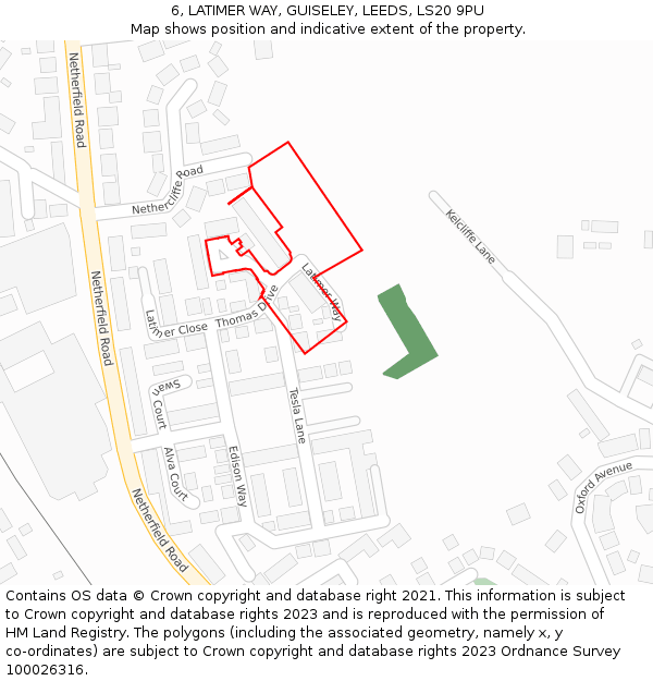 6, LATIMER WAY, GUISELEY, LEEDS, LS20 9PU: Location map and indicative extent of plot
