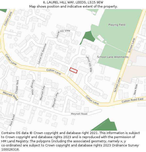 6, LAUREL HILL WAY, LEEDS, LS15 9EW: Location map and indicative extent of plot