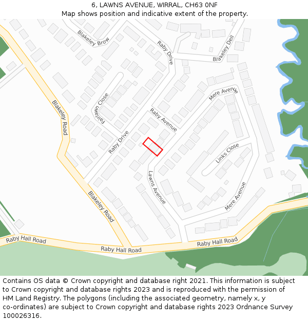 6, LAWNS AVENUE, WIRRAL, CH63 0NF: Location map and indicative extent of plot