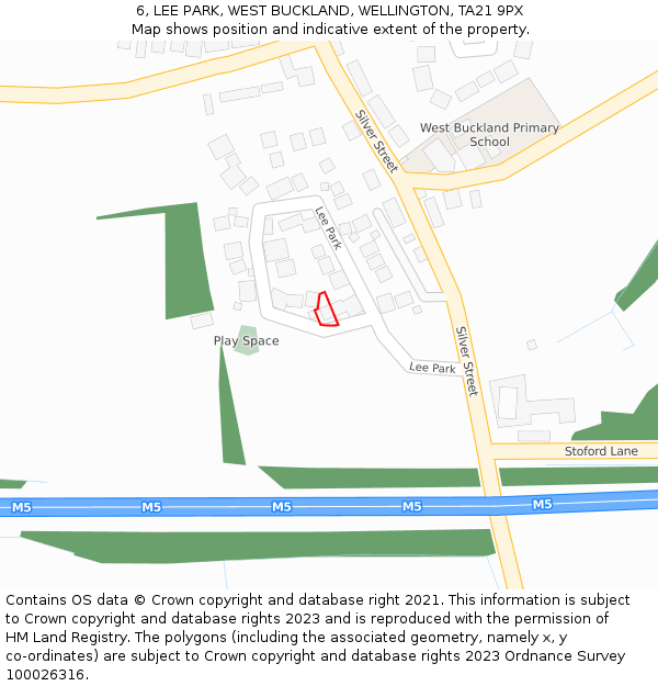 6, LEE PARK, WEST BUCKLAND, WELLINGTON, TA21 9PX: Location map and indicative extent of plot