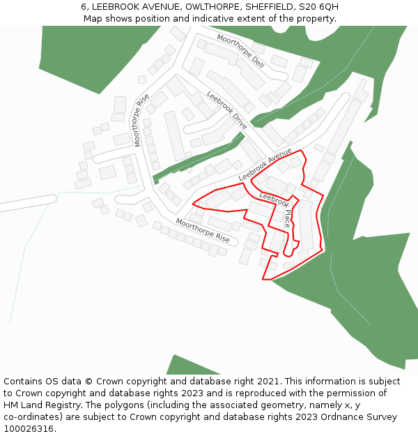 6, LEEBROOK AVENUE, OWLTHORPE, SHEFFIELD, S20 6QH: Location map and indicative extent of plot