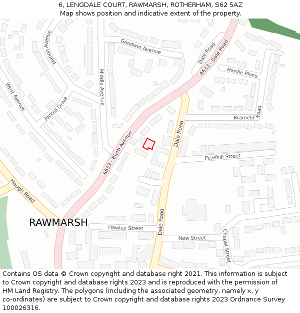 6, LENGDALE COURT, RAWMARSH, ROTHERHAM, S62 5AZ: Location map and indicative extent of plot