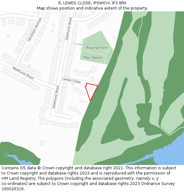 6, LEWES CLOSE, IPSWICH, IP3 8RX: Location map and indicative extent of plot