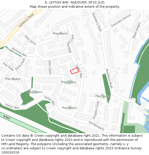 6, LEYTON WAY, ANDOVER, SP10 2UD: Location map and indicative extent of plot