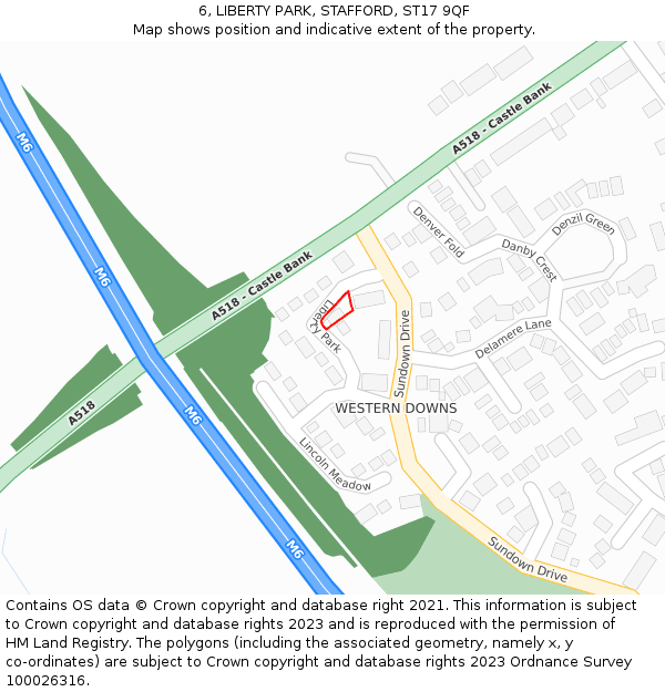 6, LIBERTY PARK, STAFFORD, ST17 9QF: Location map and indicative extent of plot