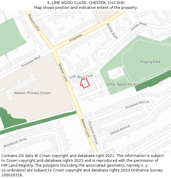 6, LIME WOOD CLOSE, CHESTER, CH2 2HD: Location map and indicative extent of plot
