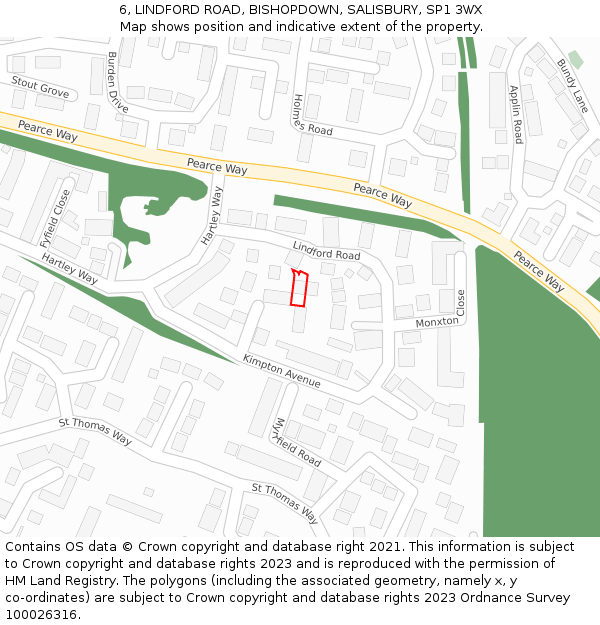 6, LINDFORD ROAD, BISHOPDOWN, SALISBURY, SP1 3WX: Location map and indicative extent of plot