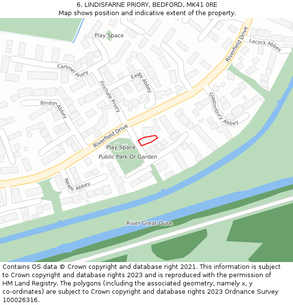 6, LINDISFARNE PRIORY, BEDFORD, MK41 0RE: Location map and indicative extent of plot