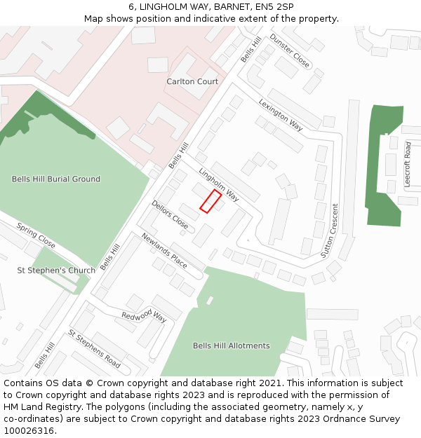 6, LINGHOLM WAY, BARNET, EN5 2SP: Location map and indicative extent of plot