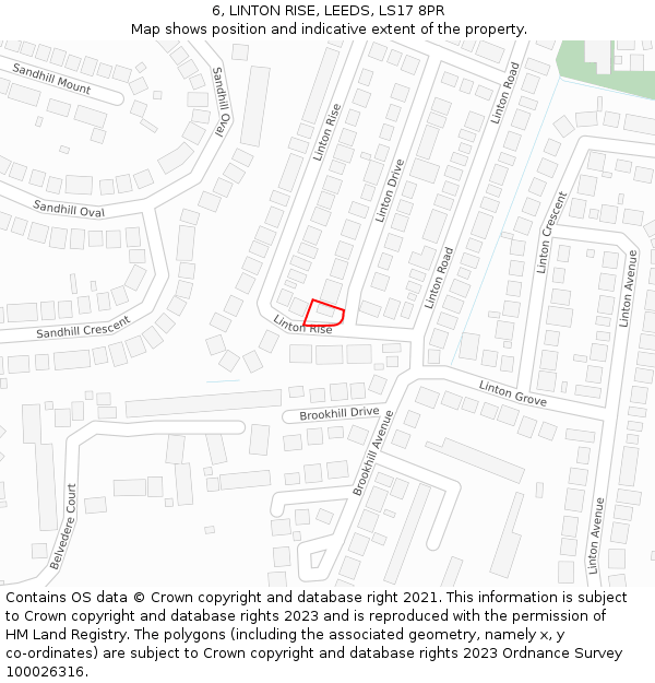 6, LINTON RISE, LEEDS, LS17 8PR: Location map and indicative extent of plot